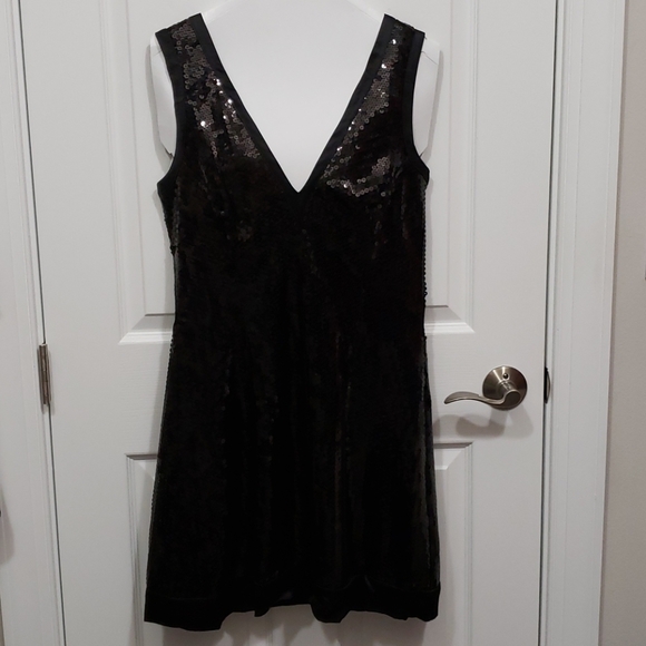 Alexia Admor V Neck Sleeveless Sequin BLK Dress L - Picture 2 of 8